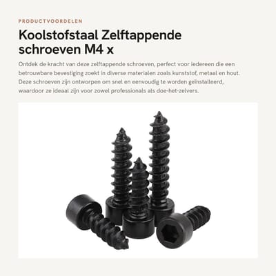 Dailygoods- Zeskantschroeven zelftappend - Koolstofstaal - M4 x 30 mm - 40 stuks - Bevestigingselementen - Geschikt voor hout/plastic - Schroeven