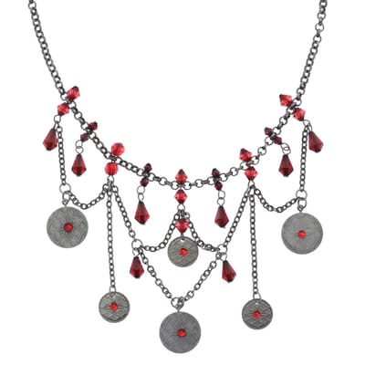 Behave – Ketting met rode kralen en muntdetails – Bohemian chique look