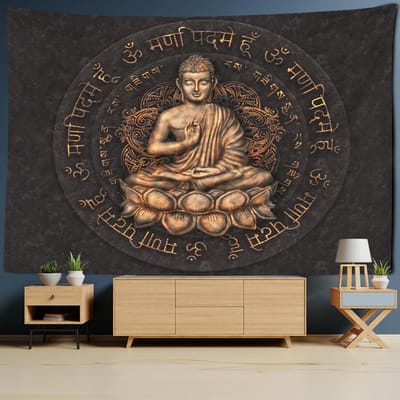 Boeddha Wandtapijt Wandhanger Afdrukken Boheemse Psychedelische Religie Levende Psychedelische Kamer Woondecoratie 95x70cm