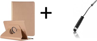 Tablethoes Geschikt voor: Samsung Galaxy Tab A7 10.4 (2020) T500/T505 Draaibaar Hoesje - Rotation Tabletcase - Multi stand Case - Goud + Stylus pen