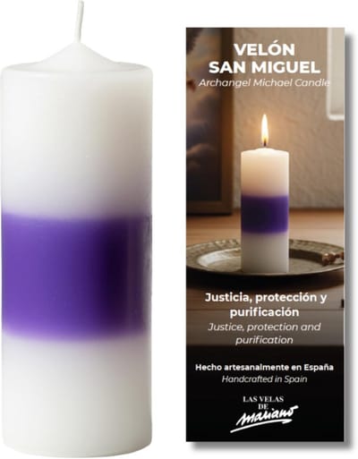 Handgemaakte Gebedskaars met Aartsengel Michaël voor Rituelen en Bescherming - 14 cm