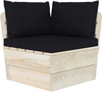 Pallet Hoekbank - Houten Bank - Buiten Ontspannen - Rustieke Uitstraling - 60x60x65 cm - Zwart