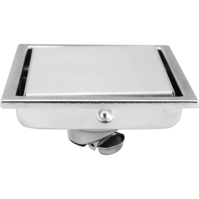 6  Vierkant Doucheputje Geborsteld Vloerputje met Tegel-inzetrooster & Haarzeef 304 Roestvrij Staal Badkamer 2-in-1 Verwijderbaar 1pcs gray