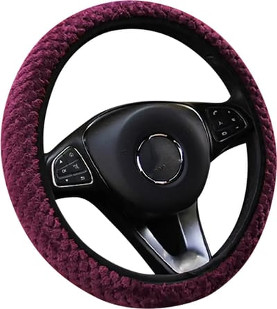 Zachte Stuurhoes Auto 37-38 cm - Wijnrode Pluche Motief - Kasey Products