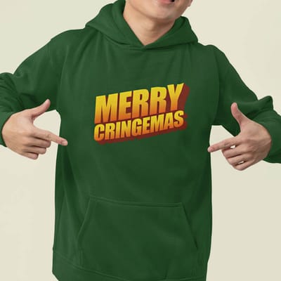 Foute Kerst Hoodie Groen Merry Cringemas XS - Uniseks Pasvorm - Kerstkleding Voor Dames & Heren
