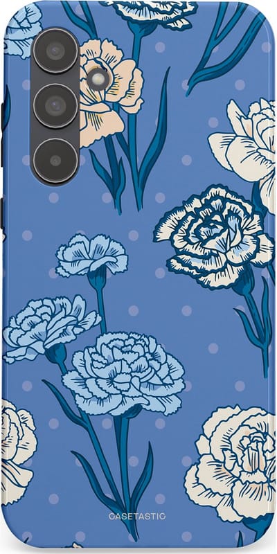 Casetastic hoesje geschikt voor Samsung Galaxy A55 - Dubbellaagse bescherming - Anjer melange - Fashion Case - Lavendel Petrol Zilver