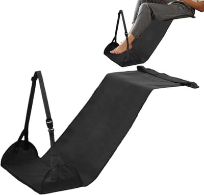Vliegtuig Voethangmat - Reis Voetensteun - Comfortabel Reizen - Verstelbare Banden - 100 x 45 cm - Zwart