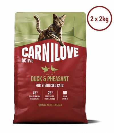 Carnilove duck / pheasant sterilised kattenvoer 2x 2 kg