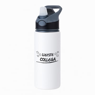Hacebo® - Liefste collega waterfles met rietje zwart - Collega - een collega - werk - collega's - baan - afscheidscadeau - verjaardagscadeau - kado - gift - geschenk - water fles - 650ML