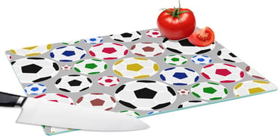 Glazen Snijplank - 39x28 - Voetbal - Patroon - Sport - Snijplanken Glas