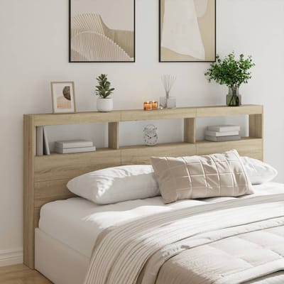 vidaXL - Hoofdbordkast - met - LED-verlichting - 200x17x102 - cm - sonoma - eiken
