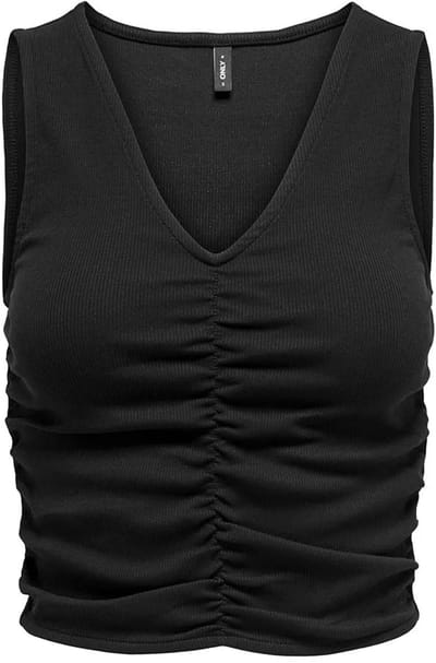Only Nilan Life Mouwloze V-hals T-shirt Zwart XS Vrouw