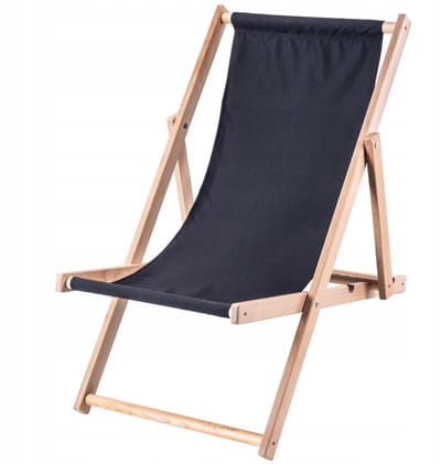 KADAX Ligstoel, strandstoel van hout, zonnebed tot 120 kg, ligstoel van beukenhout, houten klapstoelen, strandstoel, klapstoel voor strand, houten ligstoel (zwart)