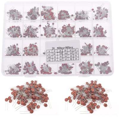 Dailygoods - Keramische Condensator - Assortiment Set - 24 Waarden - 960 Stks - Betrouwbare Componenten - Geschikt voor Elektronica - Compacte Verpakking