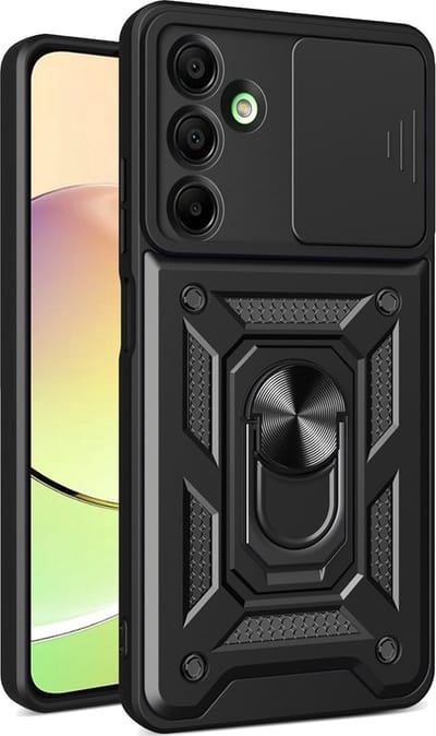 MobyDefend Hoesje - Geschikt voor Samsung Galaxy A16 - Pantsercase Met Draaibare Ring - Zwart
