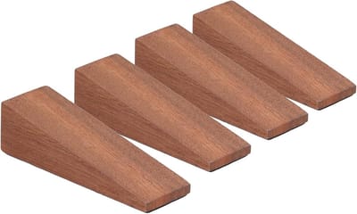 Allecto Plus - Houten deurstopper 4-delige set donkerbruin beukenhout - Trapvast - Geschikt voor deur onderkant - Slaapkamer Woonkamer Badkamer - Voorkomt deurverschuiving op vloer