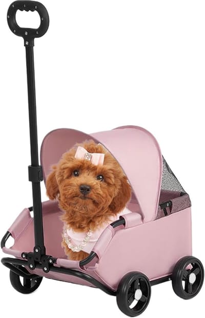 Dierenbuggy - Hondenbuggy Kattenbuggy - Dieren Vervoeren - Geventileerd Ontwerp - Tot 7 kg - Roze