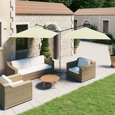 vidaXL - Parasol - dubbel - met - stalen - paal - 600x300 - cm - zandkleurig
