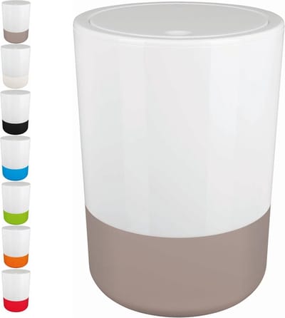 Cosmetica-emmer badkamer pedaalemmer swingdeksel 5 liter met siliconen bodem - wit taupe