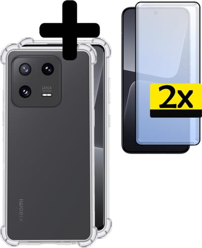 Hoesje - Met Screenprotector - 2 Stuks - Geschikt voor Xiaomi 13 Pro - Sterk & Shockproof - Siliconen Case - Back Cover - Telefoon Hoes - Shock Proof - Telefoonhoesjes - Transparant