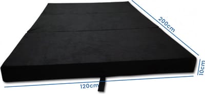 Opvouwbaar Logeermatras - Camping Matras 120x200 cm - Zwart - Polyether Vulling - Huisstofmijtwerend