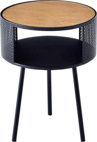 Bijzettafel Bjørnsund rond 45xØ34 cm houtkleurig en zwart