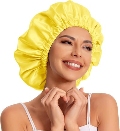 Satijnen Haarkapje - Slaapmuts Dames - Bescherming Haar - Zijdezacht Materiaal - 25 cm - Geel