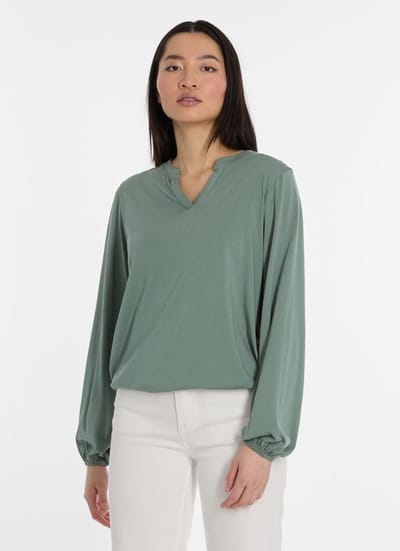 Ragwear - Blouse Santica groen LM dames v-hals - maat M