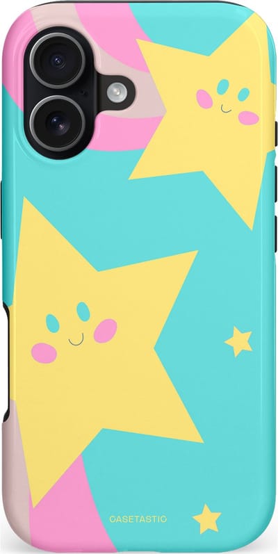 Casetastic hoesje geschikt voor Apple iPhone 17 - MagSafe - Dubbellaagse bescherming - Roze Sterrenlicht - Fashion Case - Wit Turquoise Lichtroze Goud