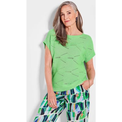 Tricot pullover met ruitmotief - lichtgroen - Gr. 48 van Goldner Fashion