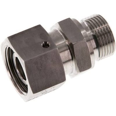 16S & G1/2'' RVS Rechte Draaidoorvoer Buitendraad 400bar FKM O-ring en Afdichtconus Verstelbaar ISO 8434-1