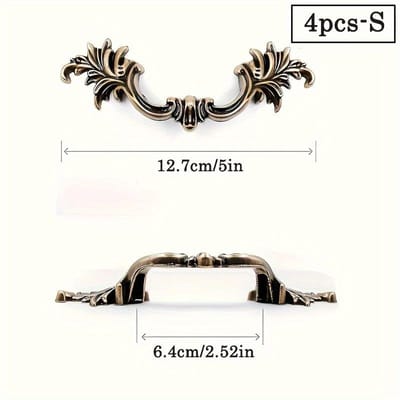 Vintage Elegante Ladeknoppen - 4 stuks, Antiek Messing voor Kast, Kast, Dressoir, Badkamer, Kast (Dubbel gat met schroeven) 4PCS-S