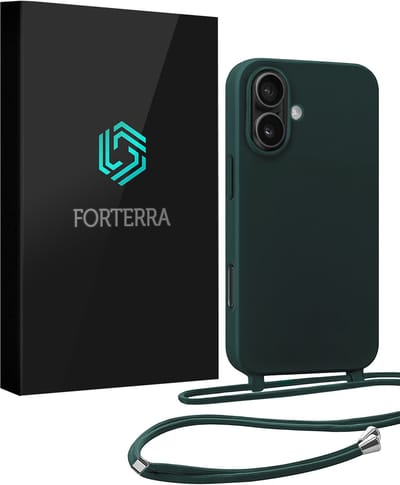 Hoesje Geschikt voor iPhone 17 Case Siliconen Hoes Met Koord - Hoes Geschikt voor iPhone 17 Met Telefoonkoord Hoesje Backcover - Donkergroen