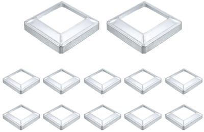 Set van 12 metalen paalbeschermers 15 x 15 cm met integrale sokkel en bekleding voor hekpalen, relingen en trapleuningen in zilver