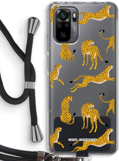 Case Company® - Hoesje met koord geschikt voor Xiaomi Redmi Note 10 Pro hoesje met Koord - Luipaard - Telefoonhoesje met Zwart Koord - Bescherming aan alle Kanten en Over de Schermrand