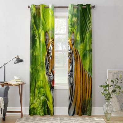 Tijger In Een Regenwoud Raamgordijn Voor Woonkamer Slaapkamer Decoratie Gordijnen Luxe Keuken Valgordijnen 135W x 60H(cm) x1 black
