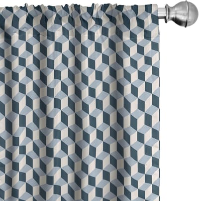 ABAKUHAUS Voorhangen – 2x75x225 cm – 100% Mikrofaser – Geometrisch Blauw