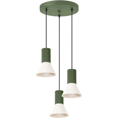 Sollux Lighting Hanglamp Estria - E14 - beige/olijfgroen - staal/aluminium - 30x30x120cm