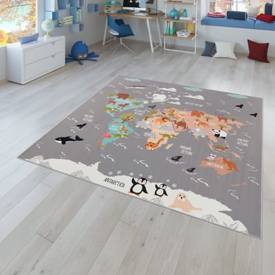 Kinderkamertapijt, jongenskamertapijt, meisjeskamertapijt, antislip dieren, aarde