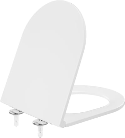 KUTAS - WC bril D-vorm - Toiletbril Met Deksel - Soft Close - Duroplast - Afklikbaar - RVS Scharnieren - Belastbaar tot 250 kg - Wit
