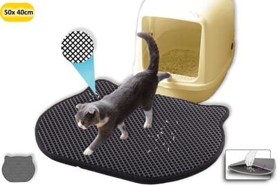 Kattenbakmat 50x40 cm - Zwart: Uitloopmat, Grit Opvanger & Essentiële Kattenbak Accessoire voor Optimale Kattenverzorging