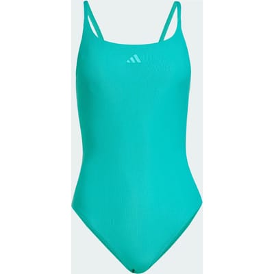 adidas Sportswear Iconisea Geribbeld Badpak met Cups en Dunne Bandjes - Dames - Groen