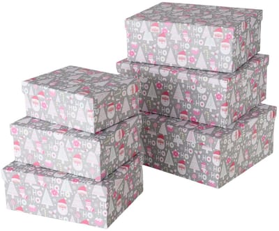Set van 6 geneste dozen Hohoho kerst cadeauverpakking