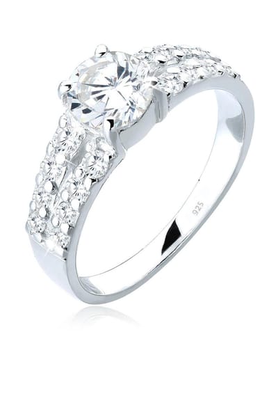 Elli - Ring - Dames Engagement Glanzend met Zirconia Kristallen in 925 Sterling Zilver - Dames