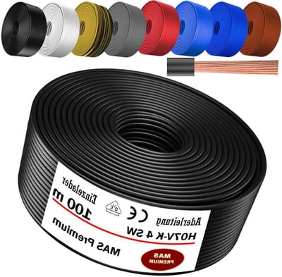 Aderleiding H07V-K - Enkelader flexibel - Elektrische installatie - Meerdradig koper - 4 mm² 100 Meter - Zwart
