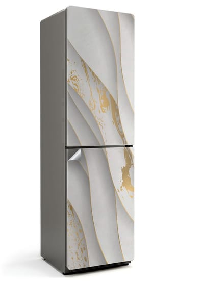 Wallfluent Koelkaststickers - Golven en texturen in beweging Koelkast Folie - 60 cm x 205 cm - Wit Koelkaststickers - Zelfklevende Koelkaststicker - Koelkast Cover - Koelkast Wrap - Koelkast Makeover