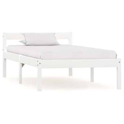 vidaXL - Bedframe - massief - grenenhout - wit - 90x200 - cm