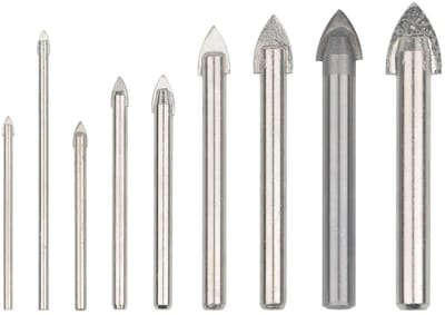 9-delige Driehoekige Boren Set voor Keramische Tegels en Glas - Diverse Diameter Maten van 3mm tot 16mm
