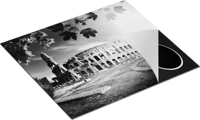 Chefcare Inductie Beschermer Colosseum in Rome, Italië - Zwart Wit - 60x50 cm - Afdekplaat Inductie - Kookplaat Beschermer - Inductie Mat