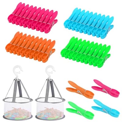 Wasknijpers met Mand voor Kleding en Sokken - 48 Stuks